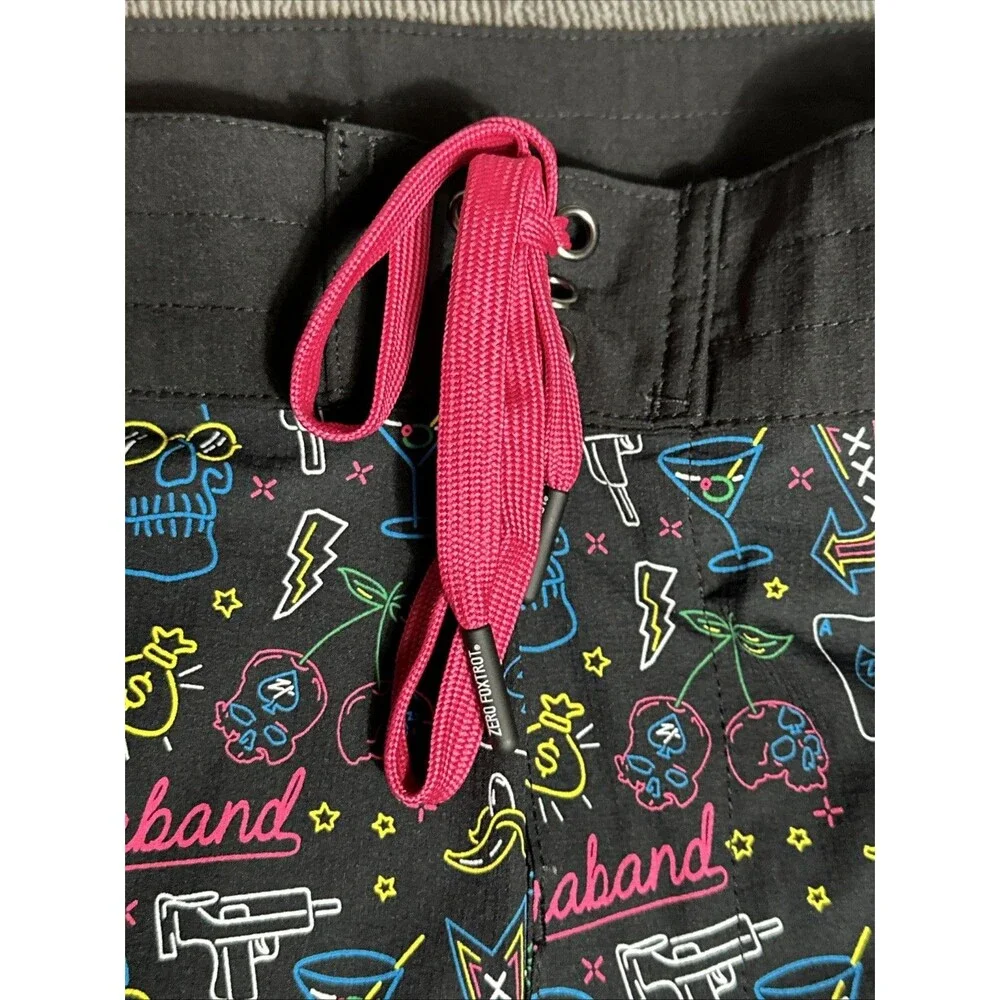 Zero Foxtrot Contraband Ripstop Board Shorts 7” Mens L Unlined Skulls Neon 2024